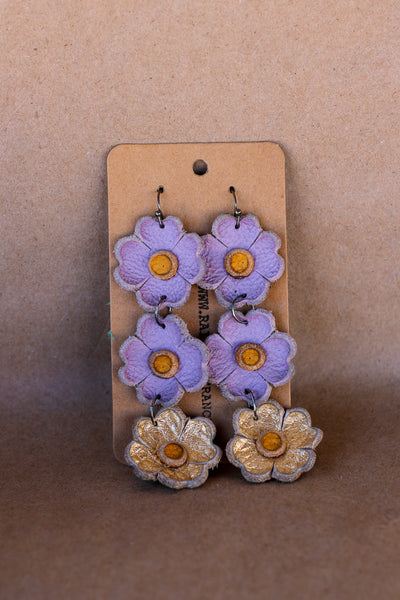 Leather Flower Earrings