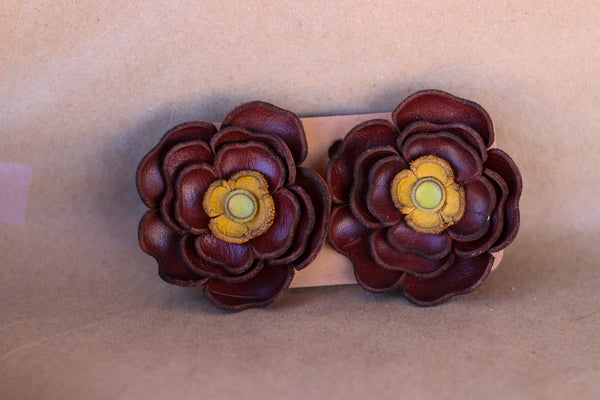 Leather Flower Earrings